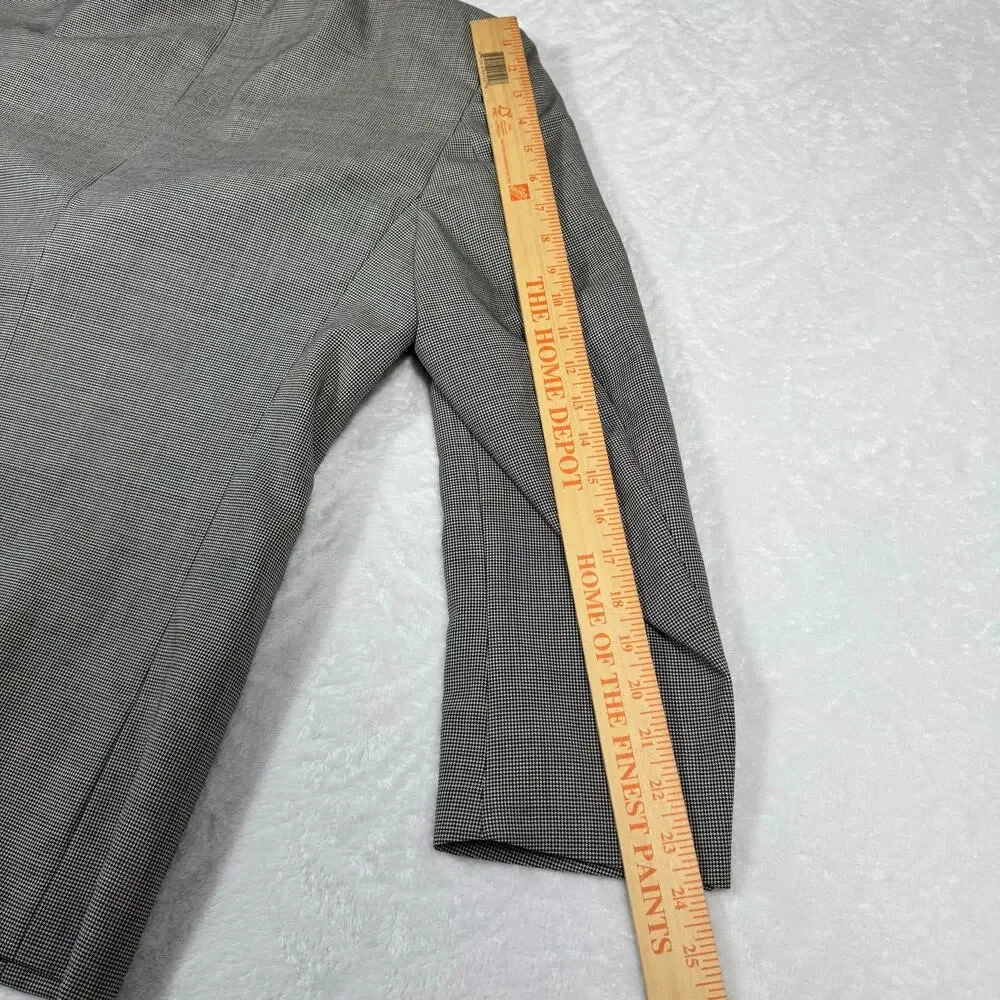 Halston‎ Pure Wool Men's 40R Blazer USA Made Sports Coat Black White 2 Button